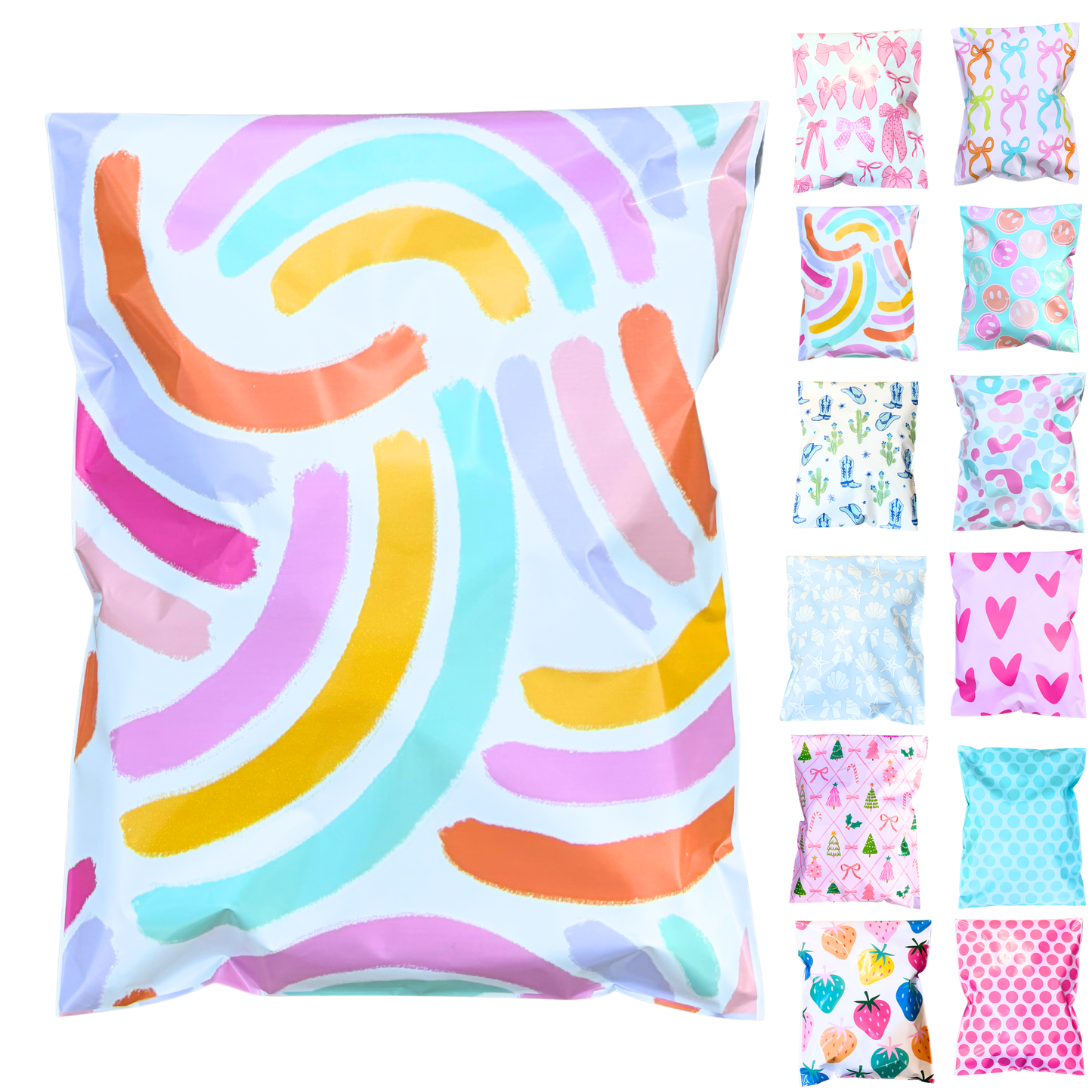 Bright Rainbow Variety Pack Poly Mailers | 36/75/150
