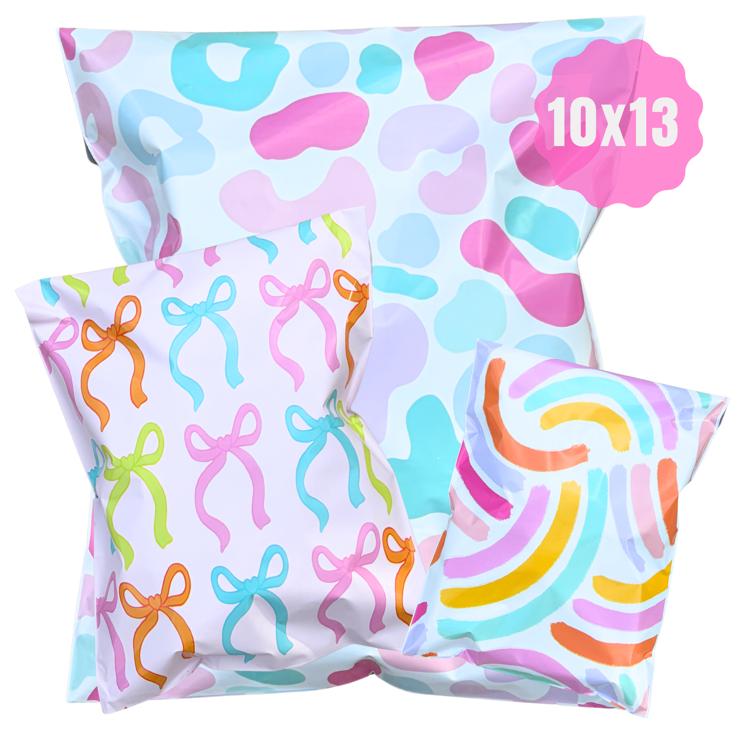 10 x 13" Colorful & Stylish 100 Packs Poly Mailer Bags | Secure, Waterproof & Tear-Resistant Shipping Envelopes with Unique Designs