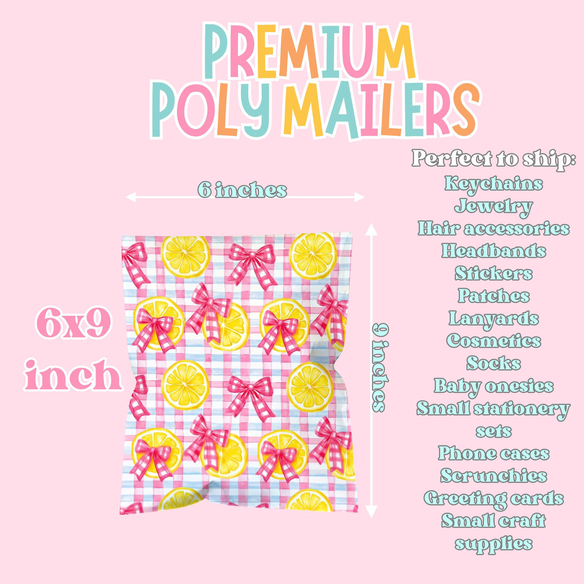 Pretty Lemon Poly Mailers – 10x13 | 50 or 100 Pack | Waterproof Boutique Shipping Bags