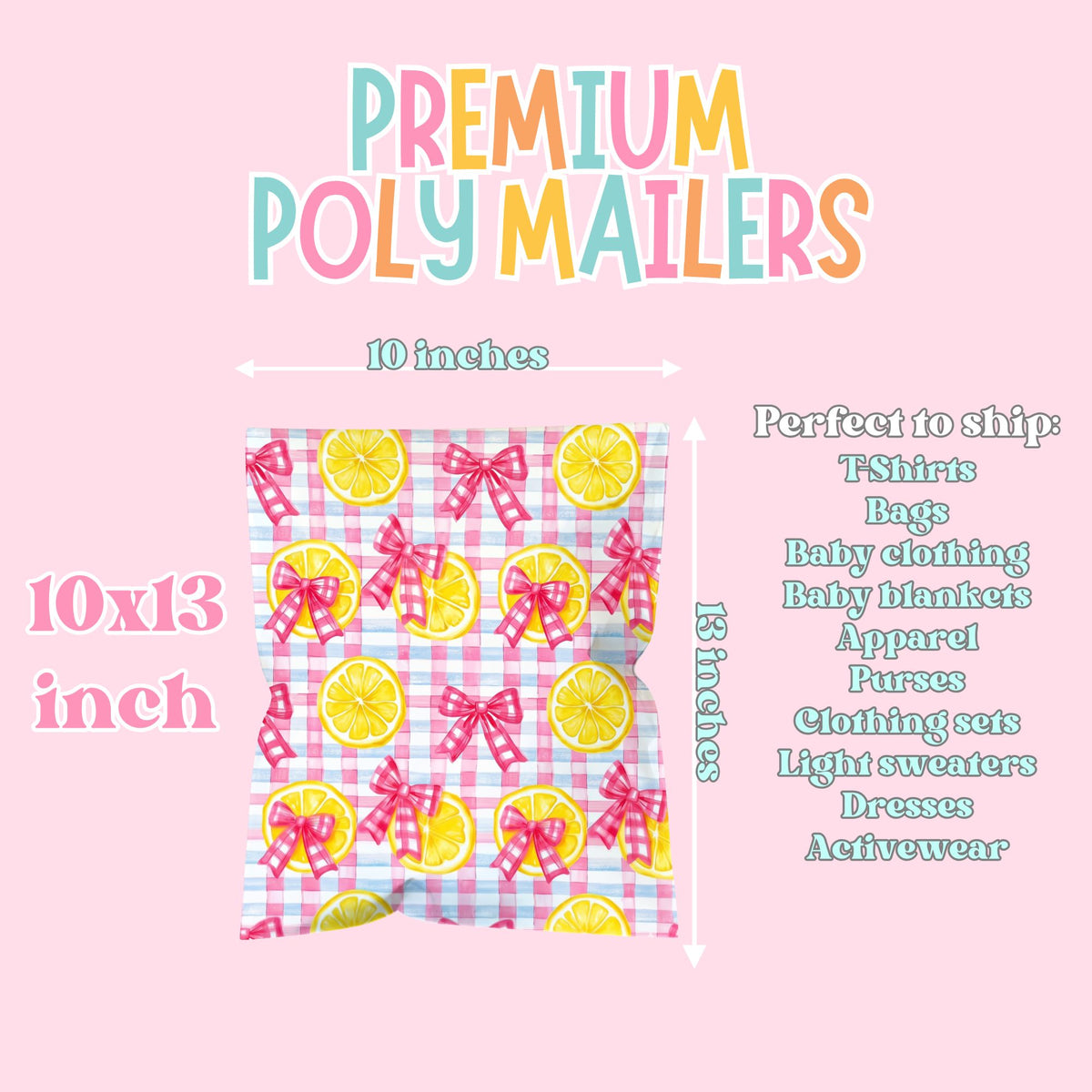 Pretty Lemon Poly Mailers – 14.5x19 | 50 or 100 Pack | Waterproof Boutique Shipping Bags