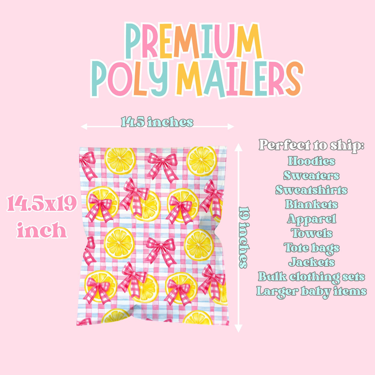Pretty Lemon Poly Mailers – 6x9 | 50 or 100 Pack | Waterproof Boutique Shipping Bags