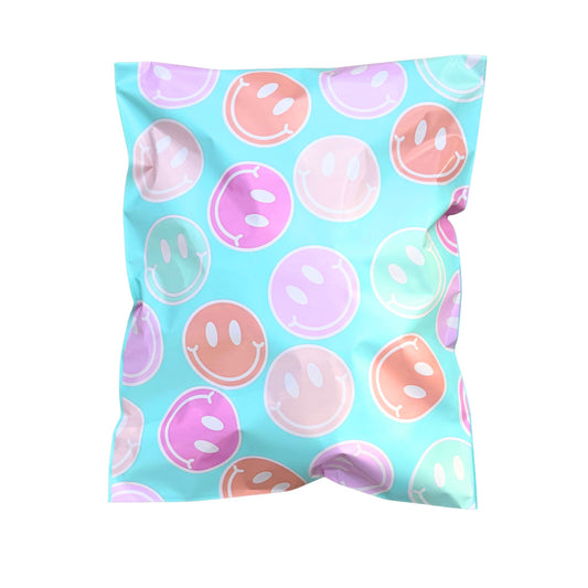10x13 Colorful & Stylish Poly Mailer Bags Available in Three Pack Options 25, 50 and 100 - Waterproof, Tear-Resistant, Durable Shipping Bags Ideal for Gifts, Small Businesses, Boutique & Clothing Orders -Happy Smile